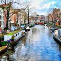 Amsterdam canal street near Amsterdam Centraal, close to Rangoli Indian restaurant