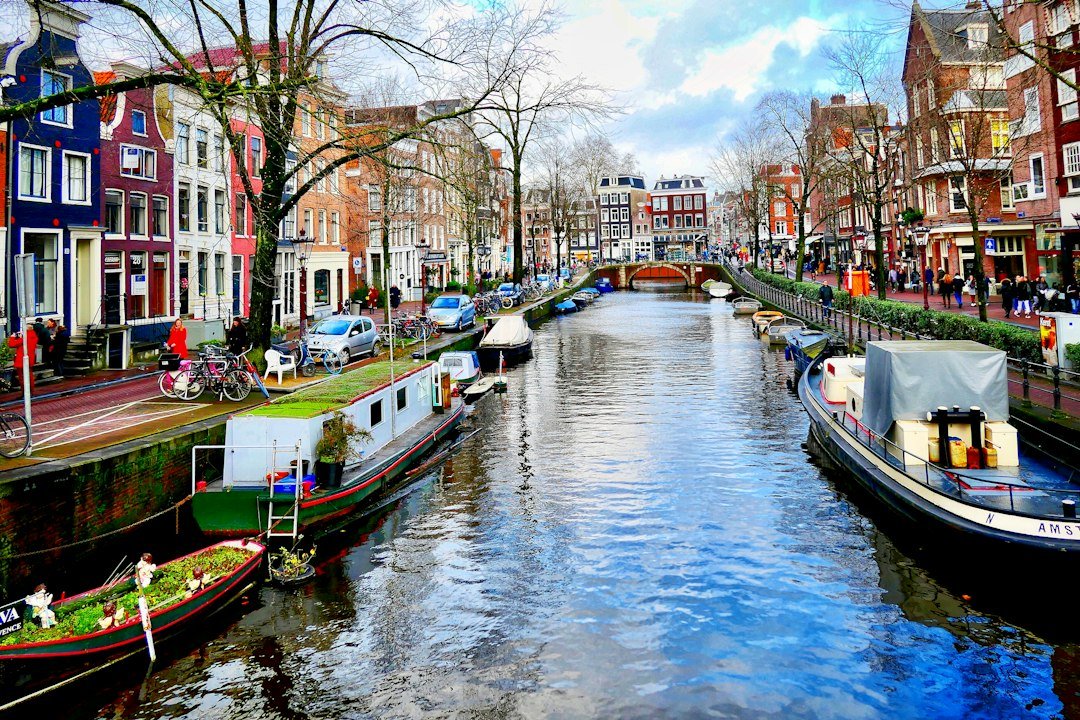 Amsterdam canal street near Amsterdam Centraal, close to Rangoli Indian restaurant